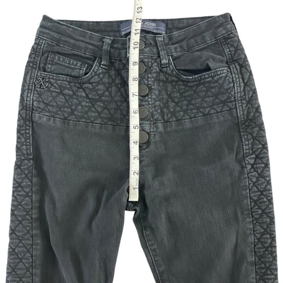John John Made in Heaven‎ Womens Black Quilted Jeans Button Fly Ankle Zip 27 - Picture 6 of 10